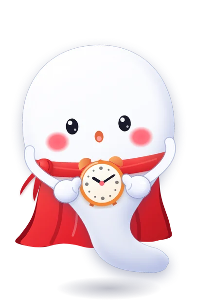Mochi holding a little clock