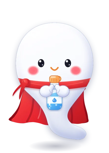 Mochi holding a water bottle